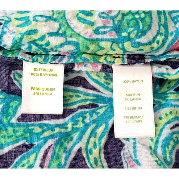Lilly Pulitzer Women's Green Pink Rayon Sarasota Tunic Trunk Show Print Size XXS - Picture 9 of 12